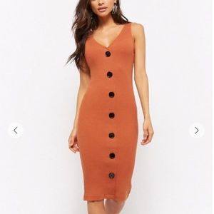 EUC Forever 21 Ribbed Sleeveless Button Midi Dress